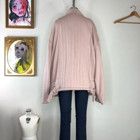 FP Oversized Knit Quilted Jacket Moto Buckle High Biker - Picture 6 of 7